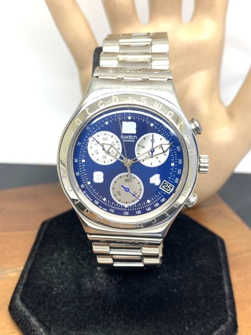 Swatch Men's Watch YCS412G Swiss Quartz Chronograph Vintage 1999 Blue Dial 40mm
